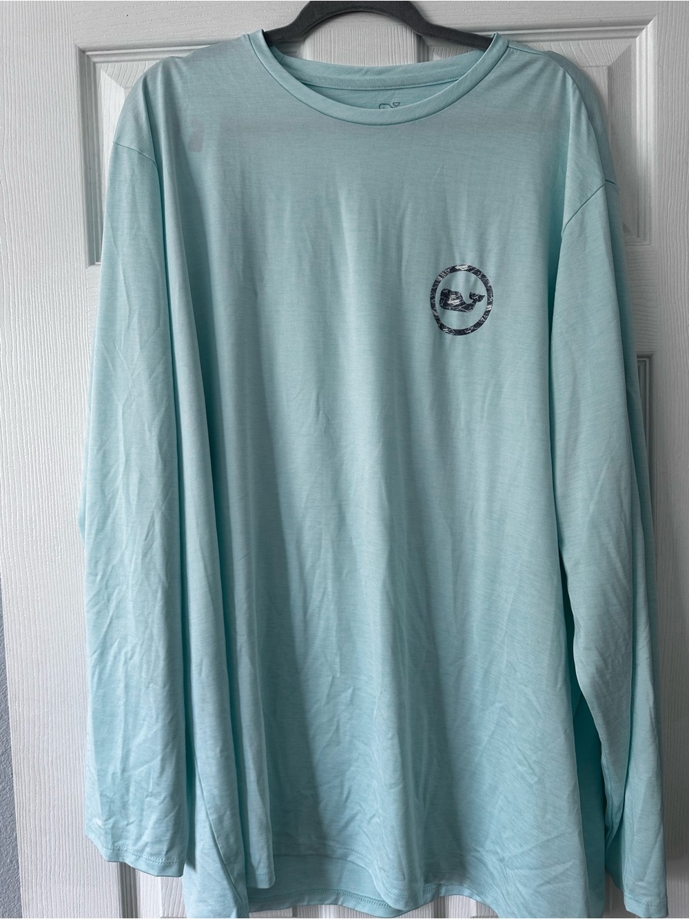 Vineyard Vines Light Aqua Long-Sleeve Tee with Small Whale Logo